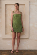 EMBROIDERED SPAGHETTI TIE STRAP CAMI MINI DRESS