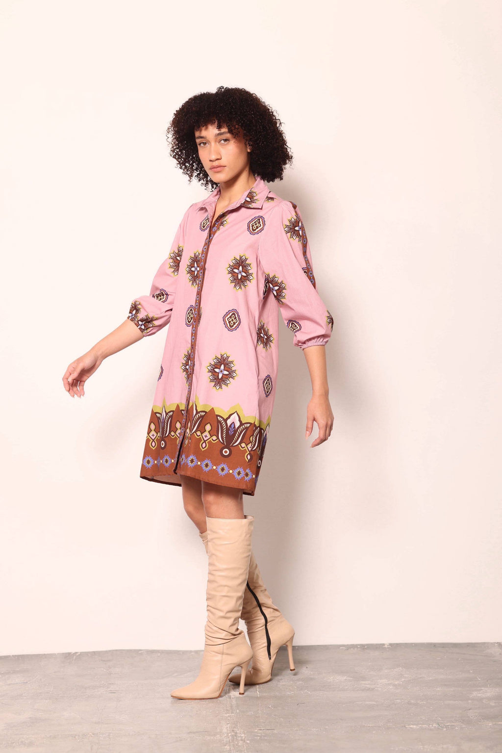 FLORAL MOTIFS AVA SHIRT DRESS