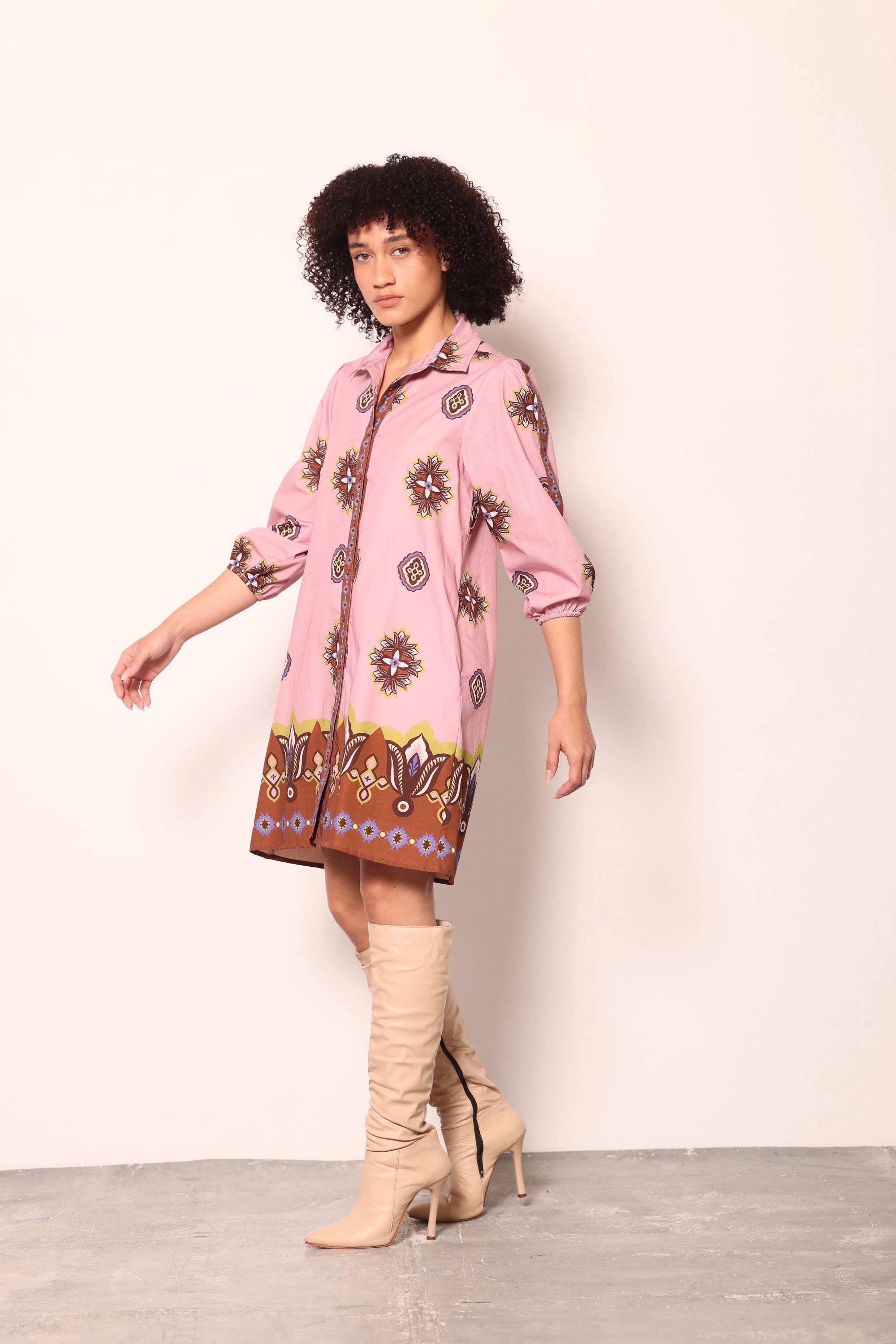 FLORAL MOTIFS AVA SHIRT DRESS