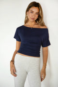 Asymmetric Slouchy Wide Boat Neck Off-the-Shoulder Top (preorder ships. 7/28)