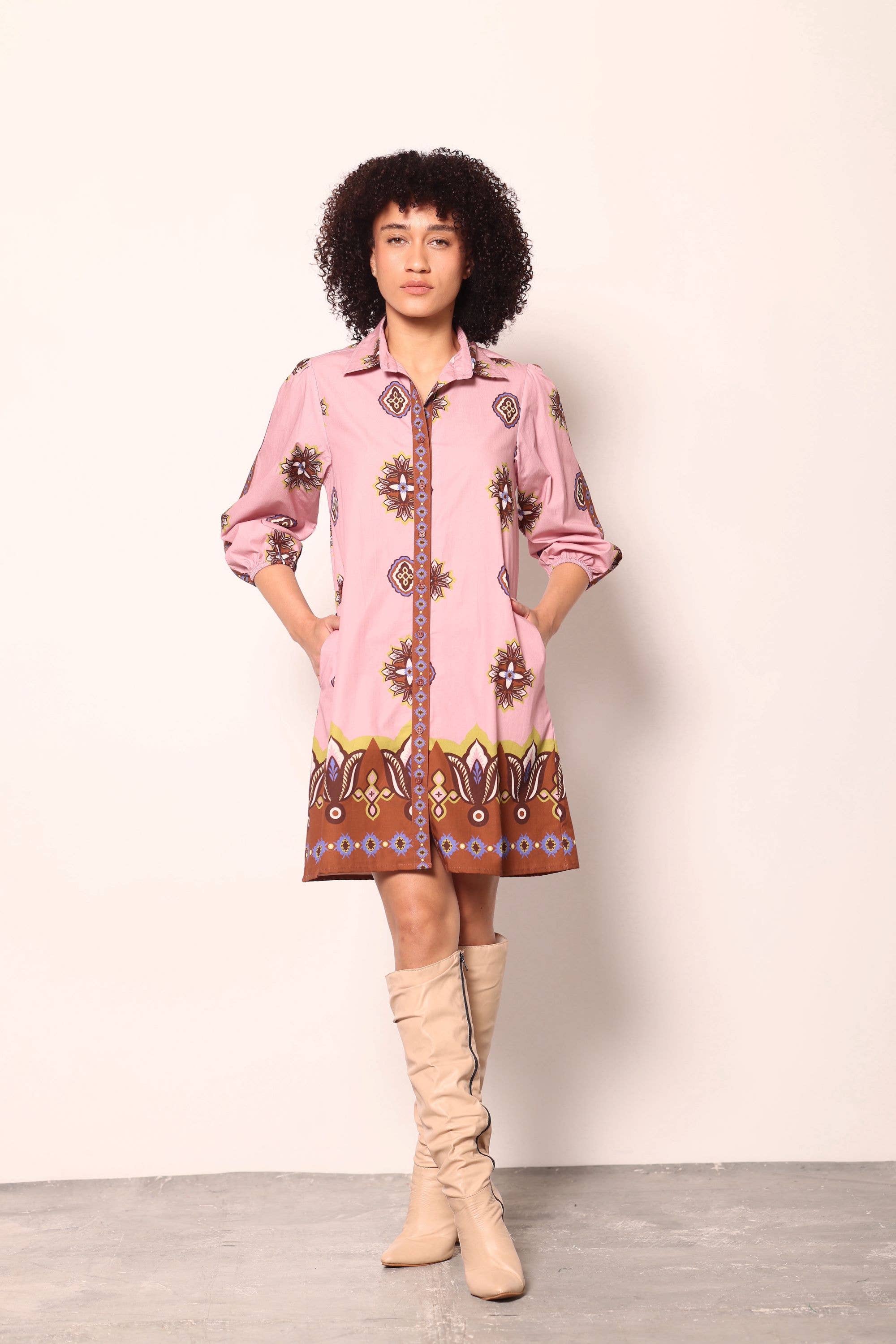 FLORAL MOTIFS AVA SHIRT DRESS