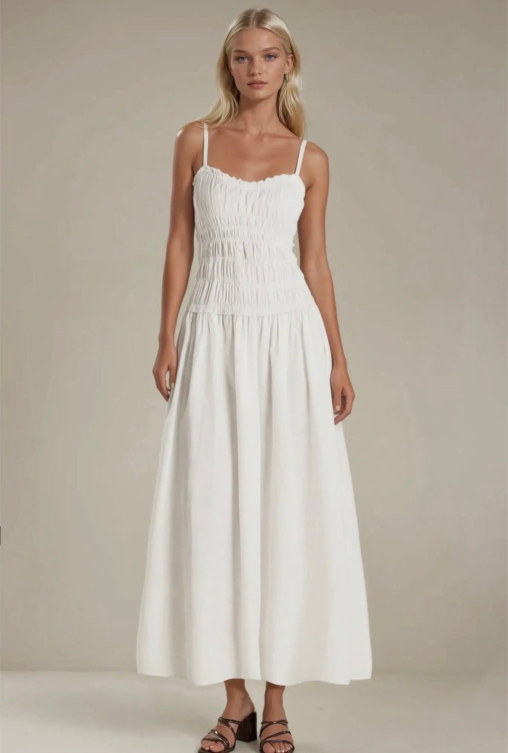 100% Cotton Smocked Maxi Dress