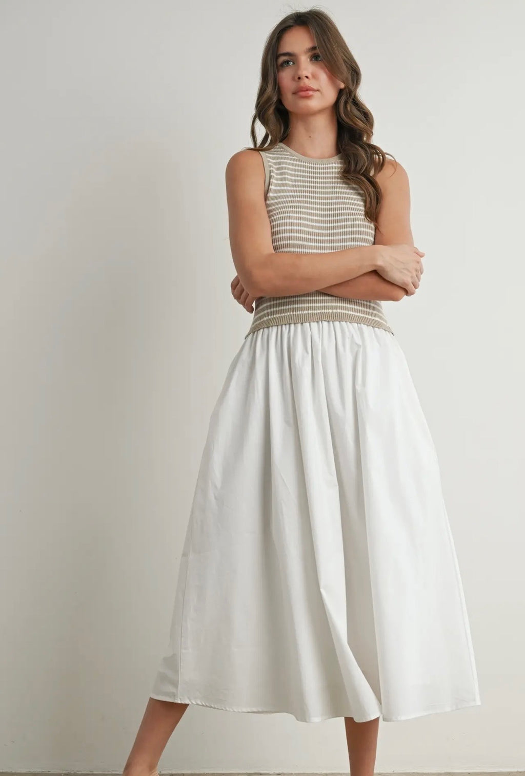 Striped Sleeveless Maxi Dress with Pockets