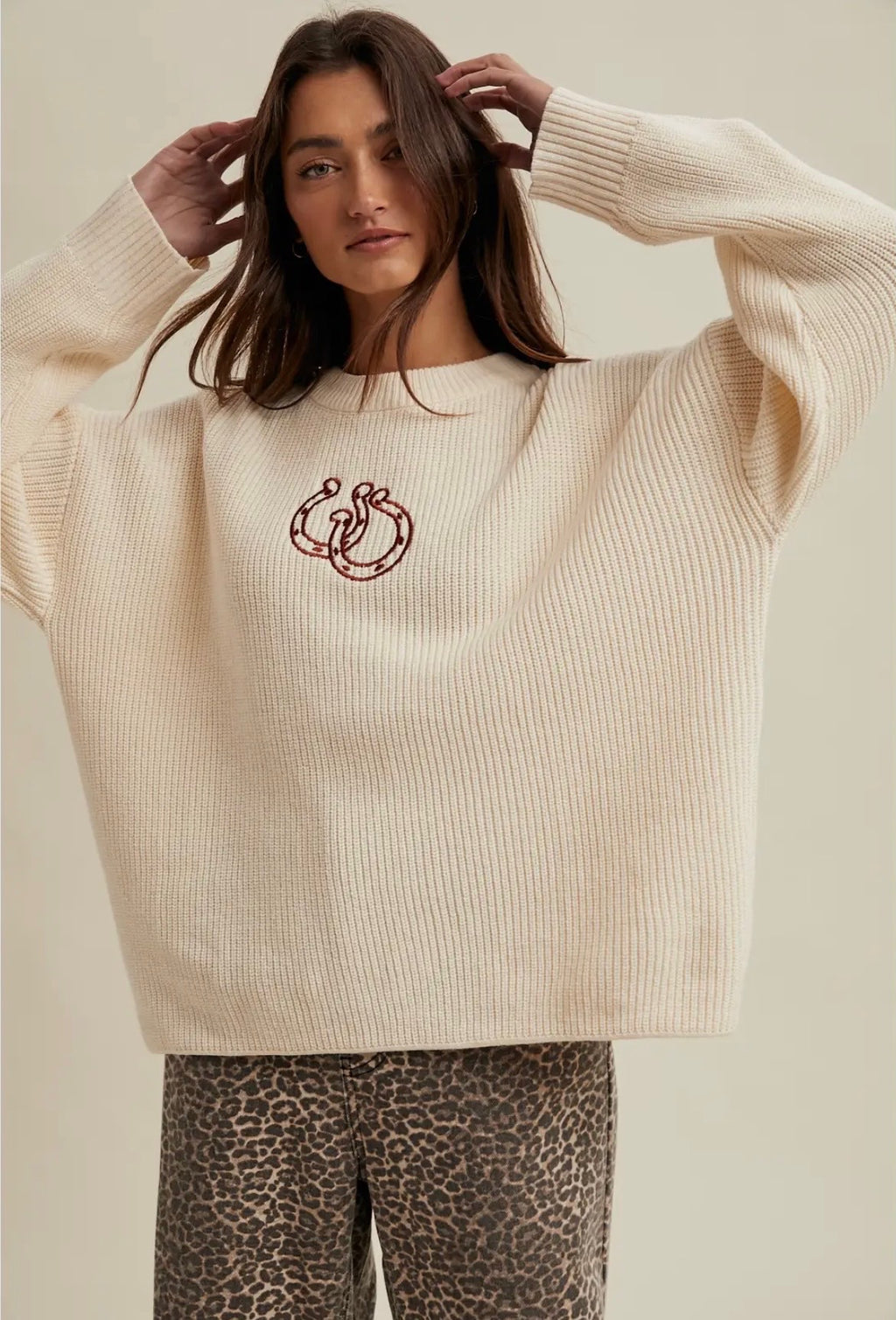 Double Horseshoe Embroidered Knit Sweater