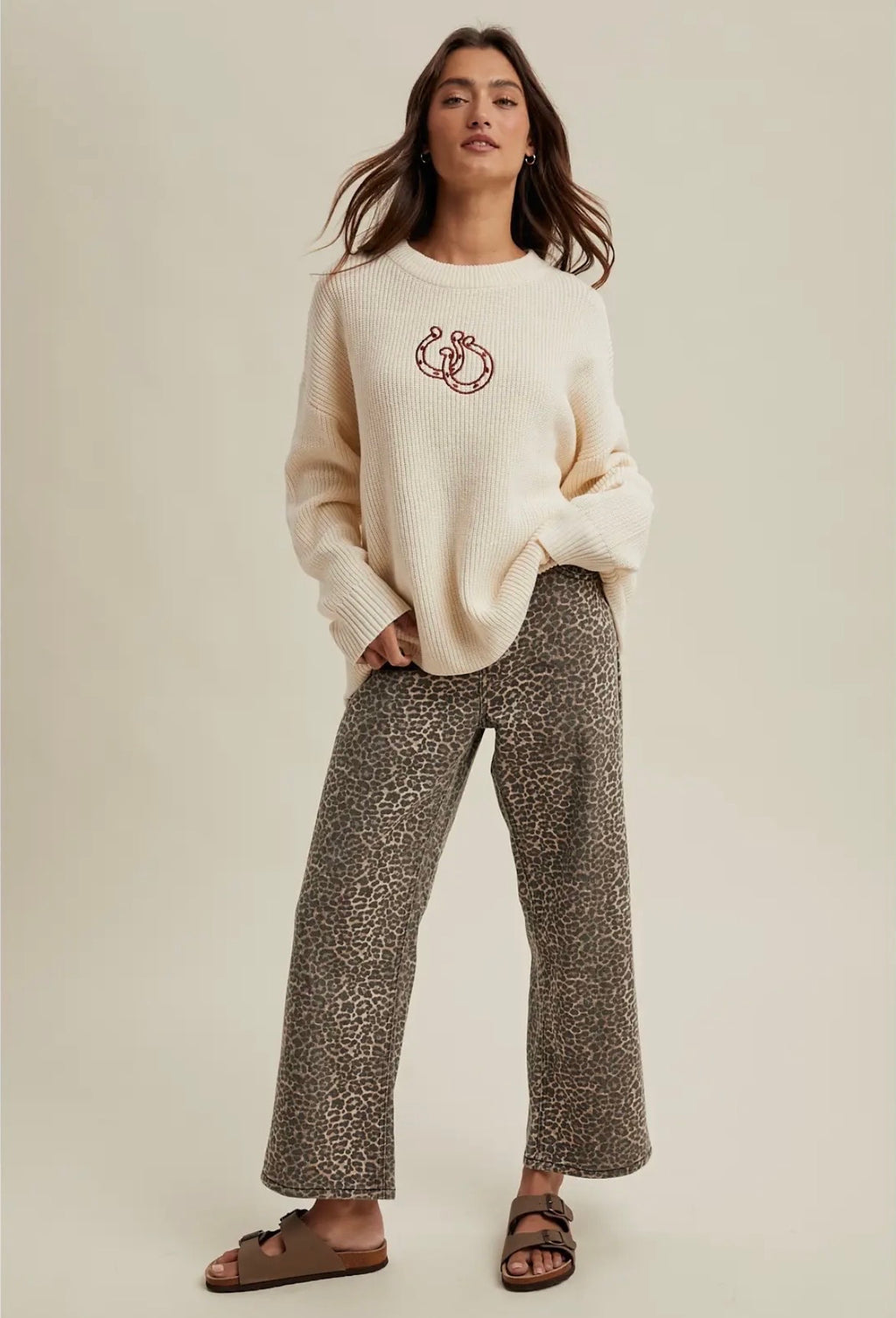 Double Horseshoe Embroidered Knit Sweater