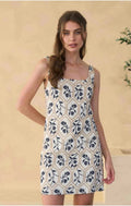 Floral Tile Embroidered Mini Dress