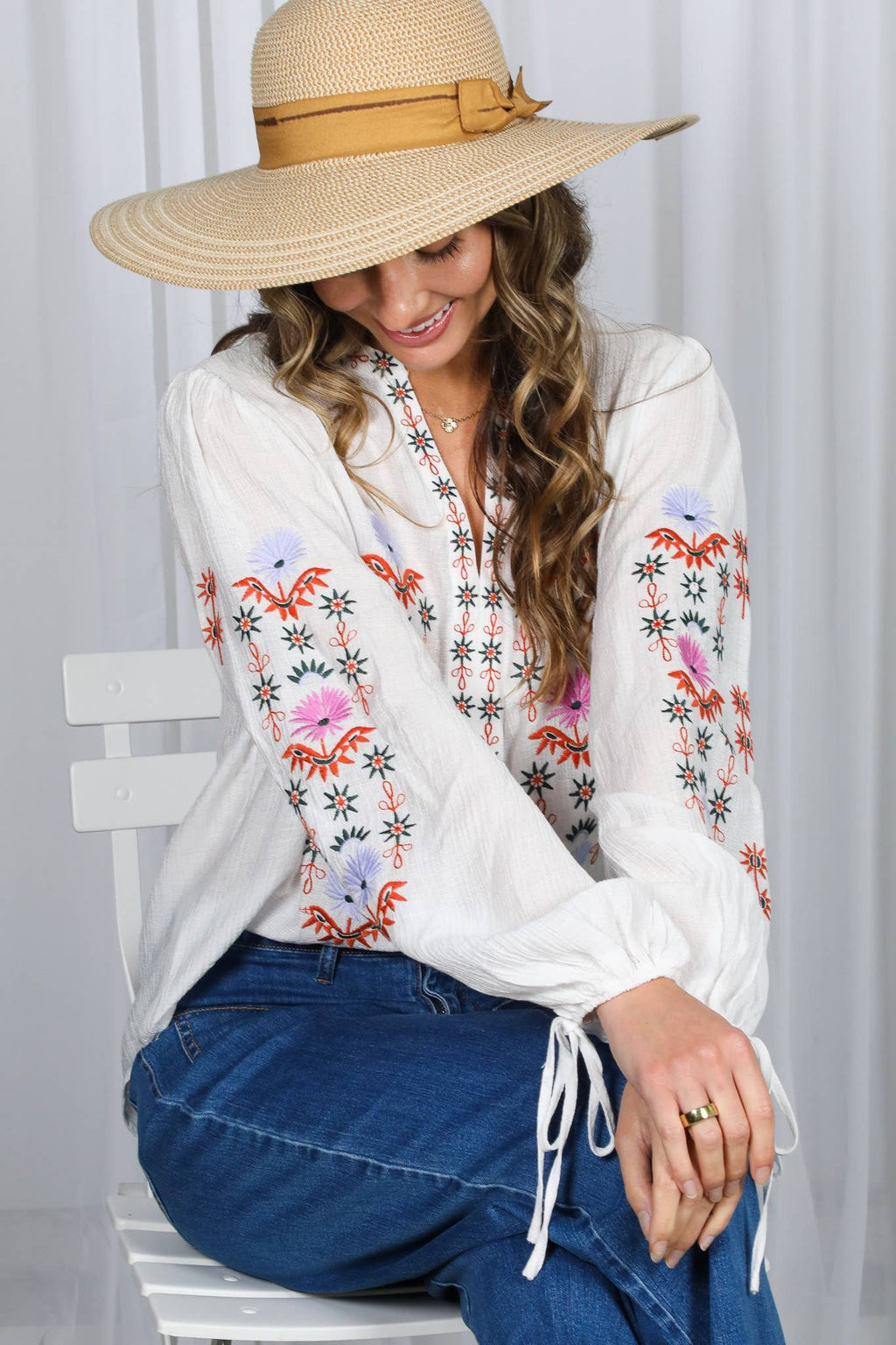 Vintage Embroidered Bohemian Blouse Top