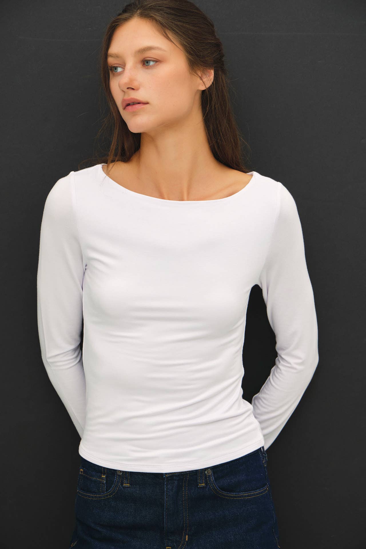 SOFT CORE BOAT NECK LONG SLEEVE TOP