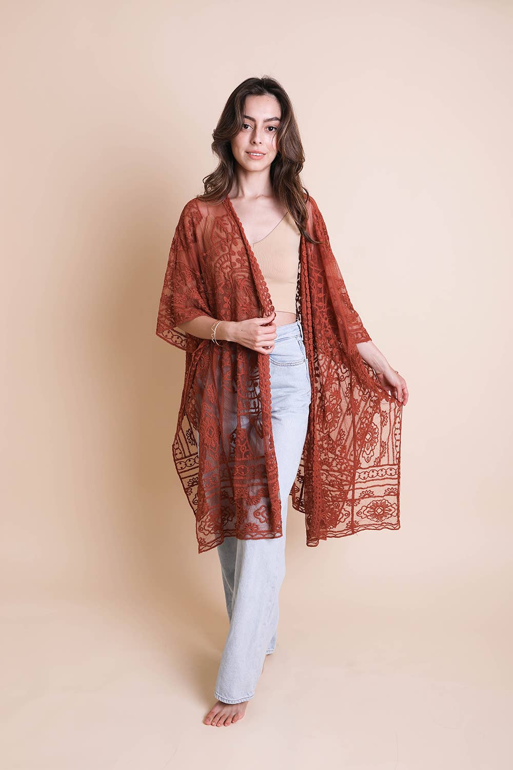 Lightweight Layering Mandala Kimono Cover-Up