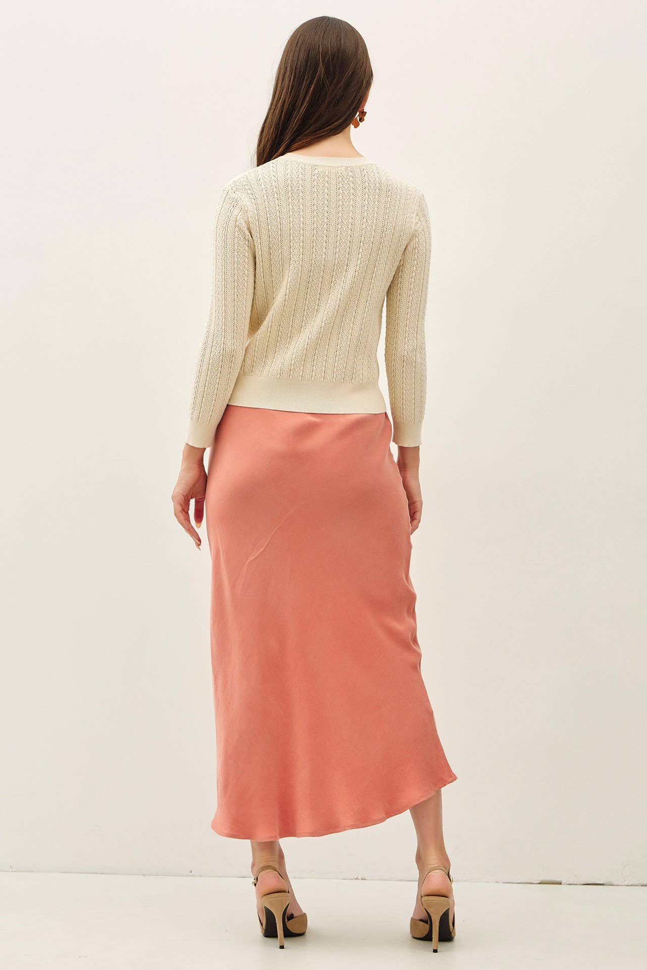 POINTELLE 3/4 SLEEVE CARDIGAN