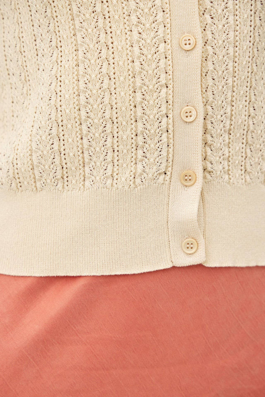 POINTELLE 3/4 SLEEVE CARDIGAN