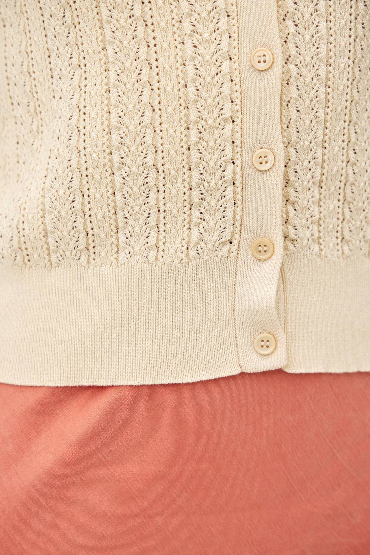 POINTELLE 3/4 SLEEVE CARDIGAN